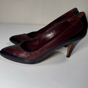 Ingledews Vintage Two-Tone Leather Pumps Women’s Sz 7 Black Cherry Spain Mobwife